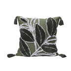 Decorative Cushion Cover with Leaf Tufting and Corner Tassels