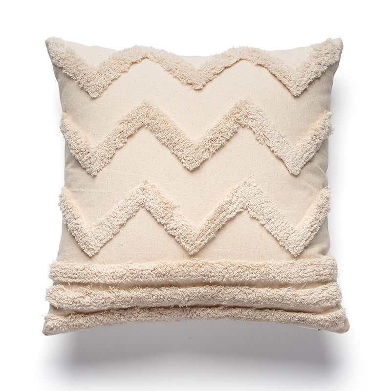 Decorative Cushion Cover with Leaf Tufting and Corner Tassels