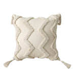Decorative Cushion Cover with Leaf Tufting and Corner Tassels