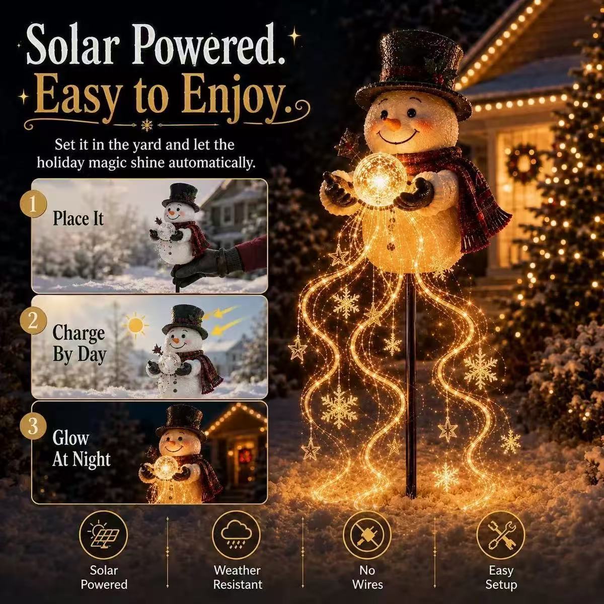 Decorative Snowman Figure with Integrated LED Lights for Christmas