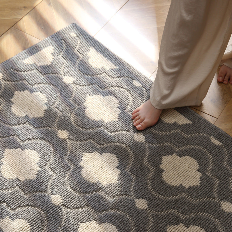 Decorative Textured Entry Mat with Wave Pattern and Non-Slip Backing