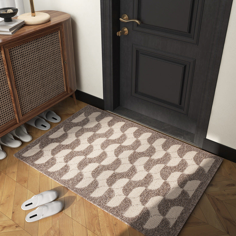 Decorative Textured Entry Mat with Wave Pattern and Non-Slip Backing
