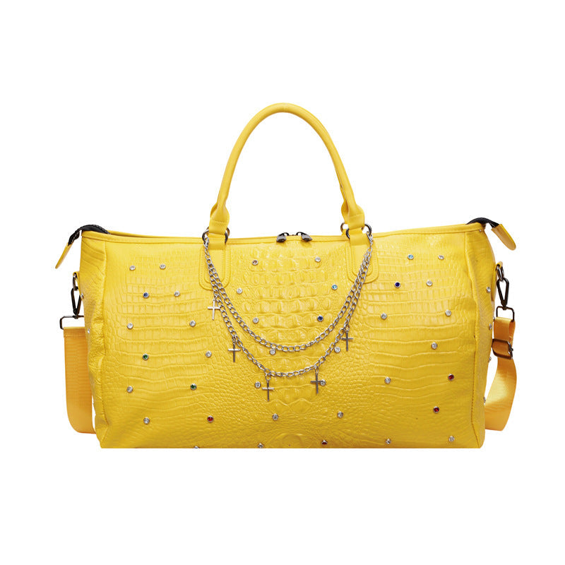 Decorative Travel Duffel Bag with Embossed Texture and Gems