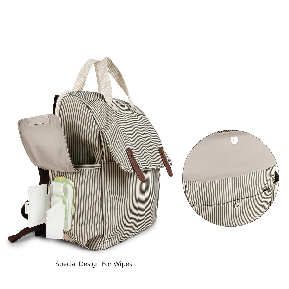 Diaper Backpack with Integrated Changing Mat and Adjustable Shoulder Straps