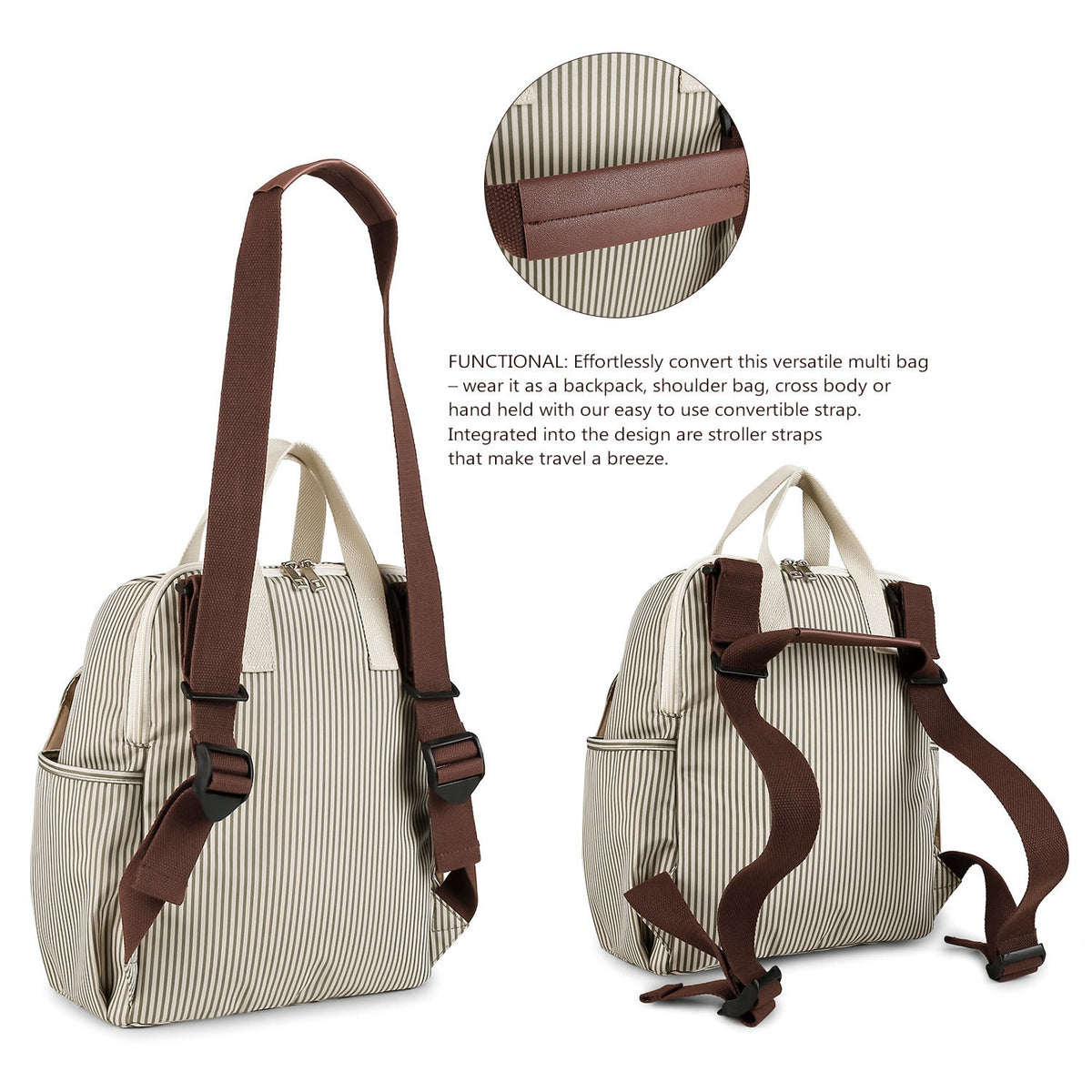 Diaper Backpack with Integrated Changing Mat and Adjustable Shoulder Straps