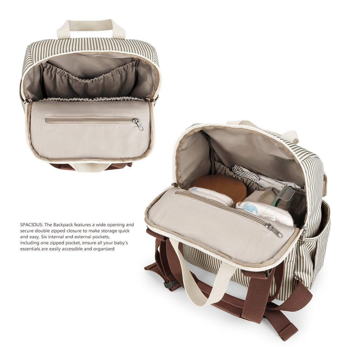 Diaper Backpack with Integrated Changing Mat and Adjustable Shoulder Straps