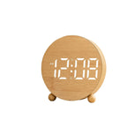 Digital Alarm Clock in Wooden Design with Backlit Display