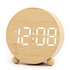 Digital Alarm Clock in Wooden Design with Backlit Display