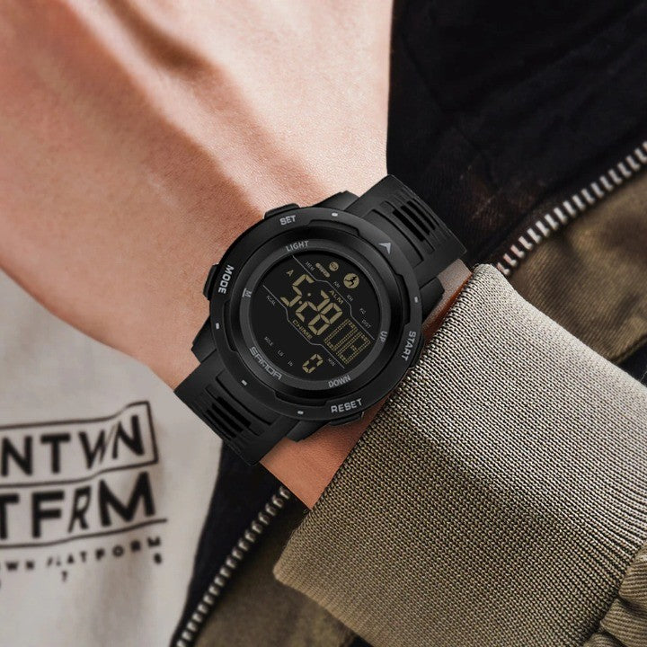 Digital Pedometer Watch with Resin Case and Rubber Band