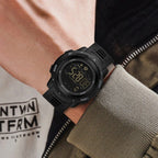 Digital Pedometer Watch with Resin Case and Rubber Band