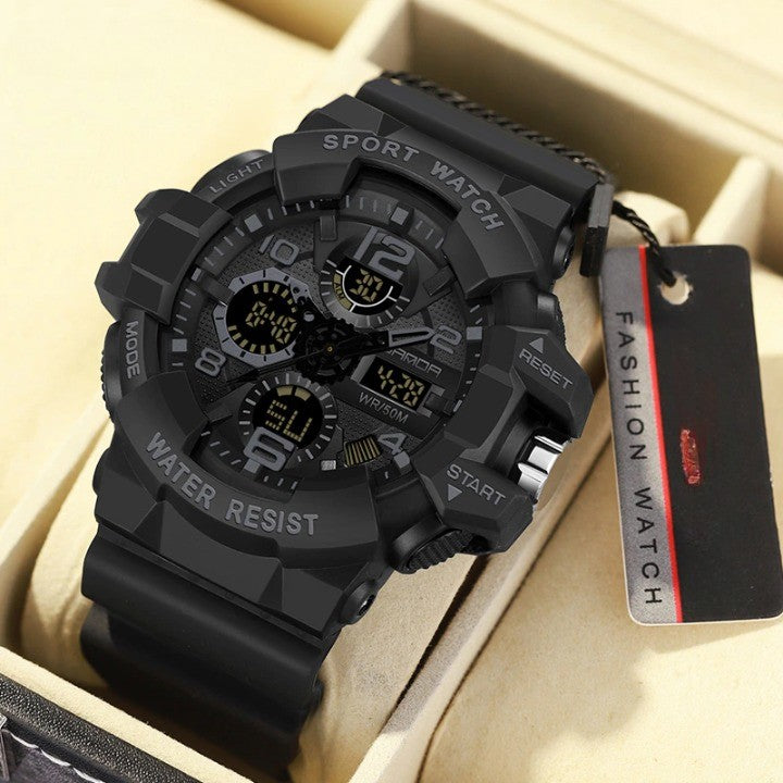 Digital Watch, Round Resin Case, 54.6mm Dial