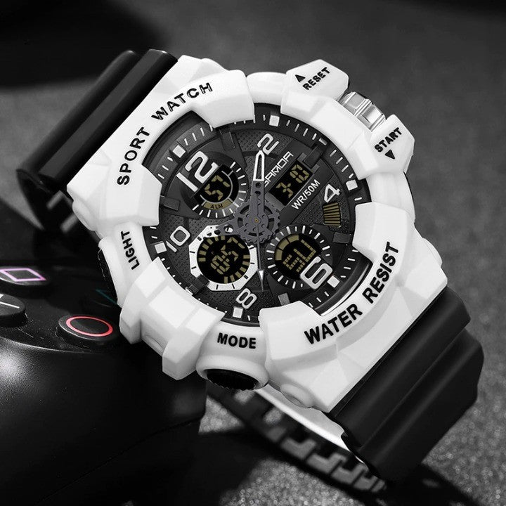Digital Watch, Round Resin Case, 54.6mm Dial