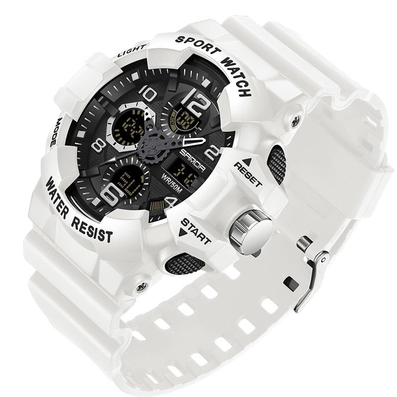 Digital Watch, Round Resin Case, 54.6mm Dial