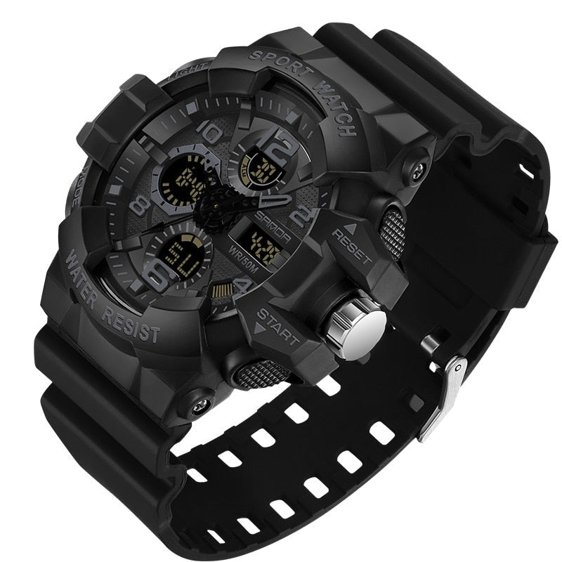 Digital Watch, Round Resin Case, 54.6mm Dial