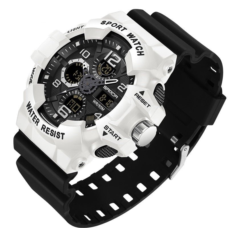 Digital Watch, Round Resin Case, 54.6mm Dial