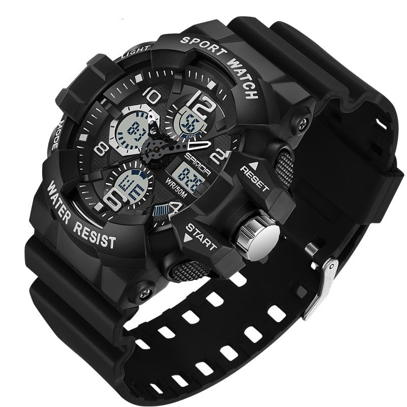 Digital Watch, Round Resin Case, 54.6mm Dial