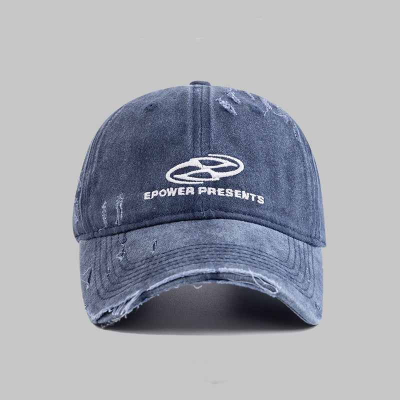 Distressed Vintage-Style Cotton Baseball Cap