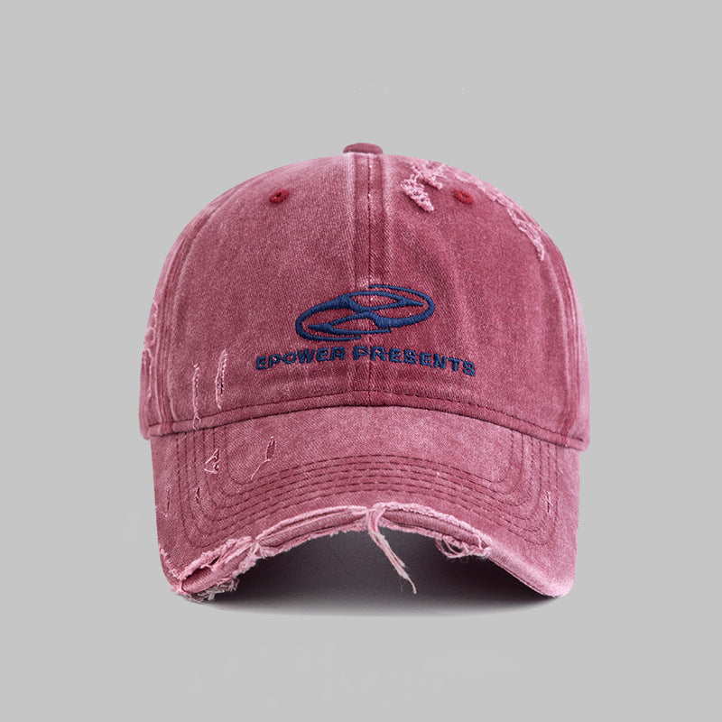 Distressed Vintage-Style Cotton Baseball Cap