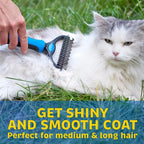 Dog and Cat Deshedding Brush with Stainless Steel Blade, Small or Large