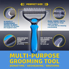 Dog and Cat Deshedding Brush with Stainless Steel Blade, Small or Large