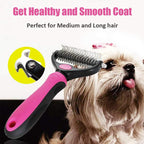 Dog and Cat Deshedding Brush with Stainless Steel Blade, Small or Large