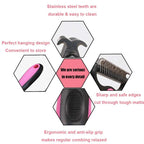 Dog and Cat Deshedding Brush with Stainless Steel Blade, Small or Large