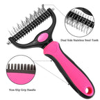 Dog and Cat Deshedding Brush with Stainless Steel Blade, Small or Large