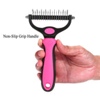 Dog and Cat Deshedding Brush with Stainless Steel Blade, Small or Large