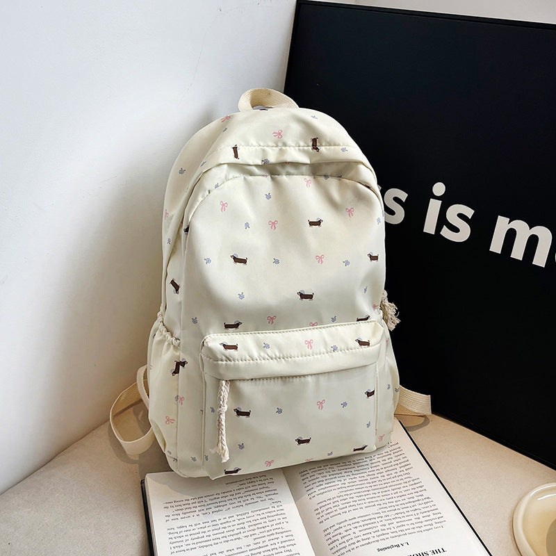Dog Print Backpack with Padded Straps, 15" x 11" x 5"