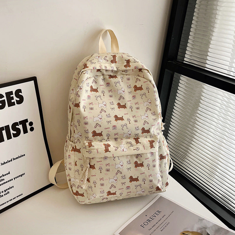 Dog Print Backpack with Padded Straps, 15" x 11" x 5"
