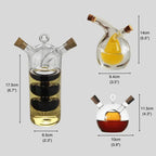 Double Glass Oil & Vinegar Dispenser for Kitchen and Table Serving