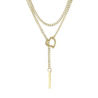 Double-Layered Heart Pendant Necklace with Two-Tone Finish