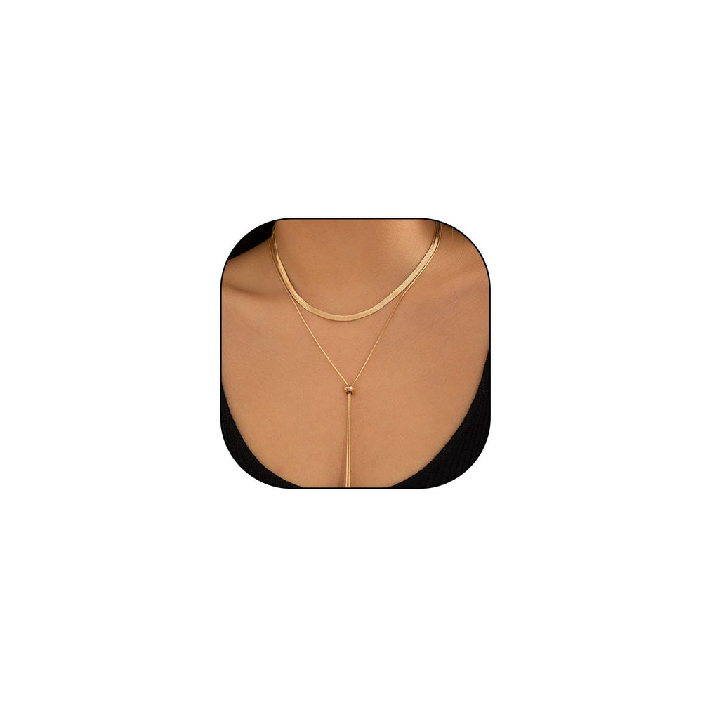 Double-Layered Heart Pendant Necklace with Two-Tone Finish