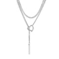 Double-Layered Heart Pendant Necklace with Two-Tone Finish