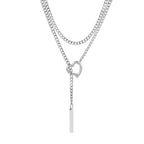 Double-Layered Heart Pendant Necklace with Two-Tone Finish