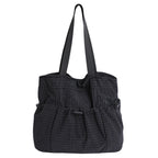Drawstring Fabric Utility Tote with Wide Shoulder Straps