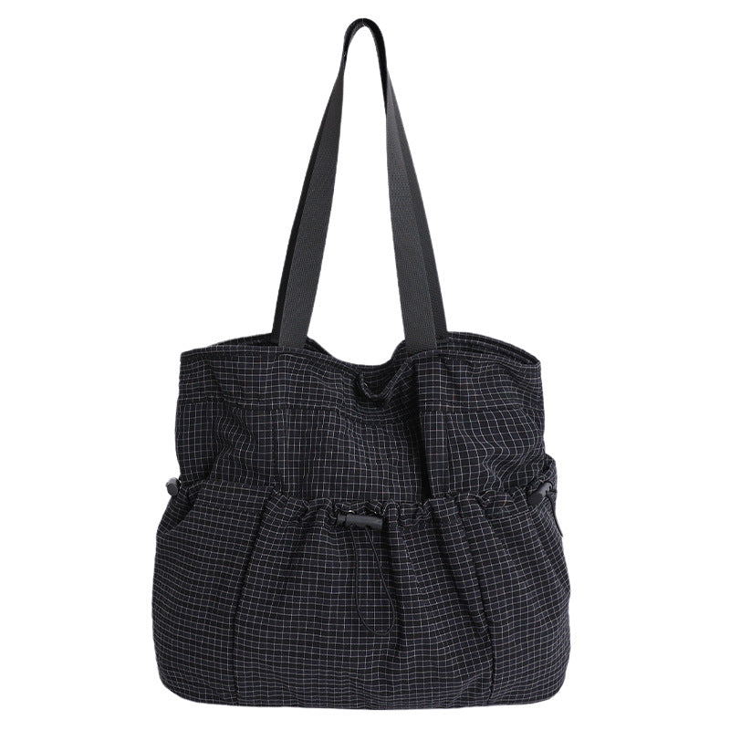 Drawstring Fabric Utility Tote with Wide Shoulder Straps