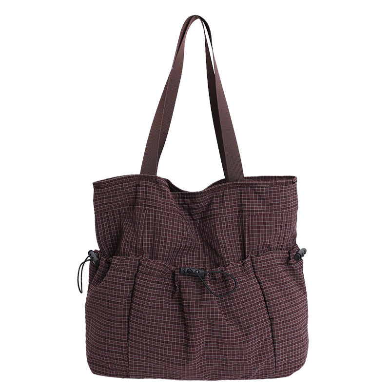 Drawstring Fabric Utility Tote with Wide Shoulder Straps