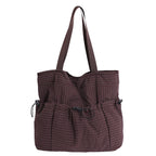 Drawstring Fabric Utility Tote with Wide Shoulder Straps