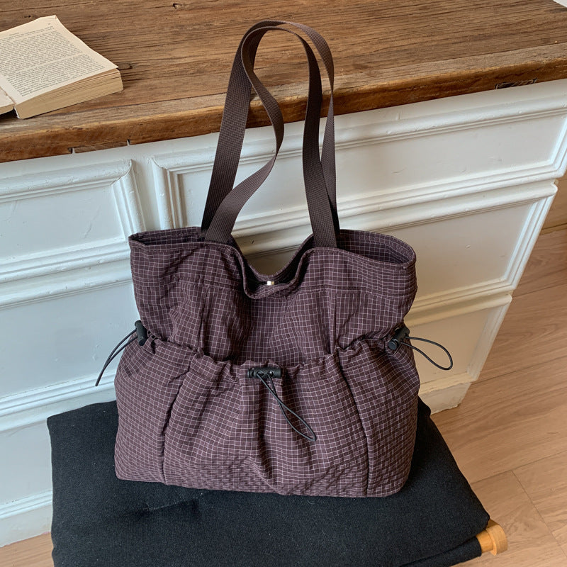 Drawstring Fabric Utility Tote with Wide Shoulder Straps