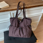 Drawstring Fabric Utility Tote with Wide Shoulder Straps