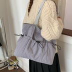 Drawstring Fabric Utility Tote with Wide Shoulder Straps