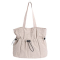 Drawstring Fabric Utility Tote with Wide Shoulder Straps