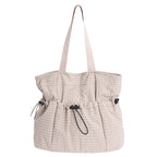 Drawstring Fabric Utility Tote with Wide Shoulder Straps
