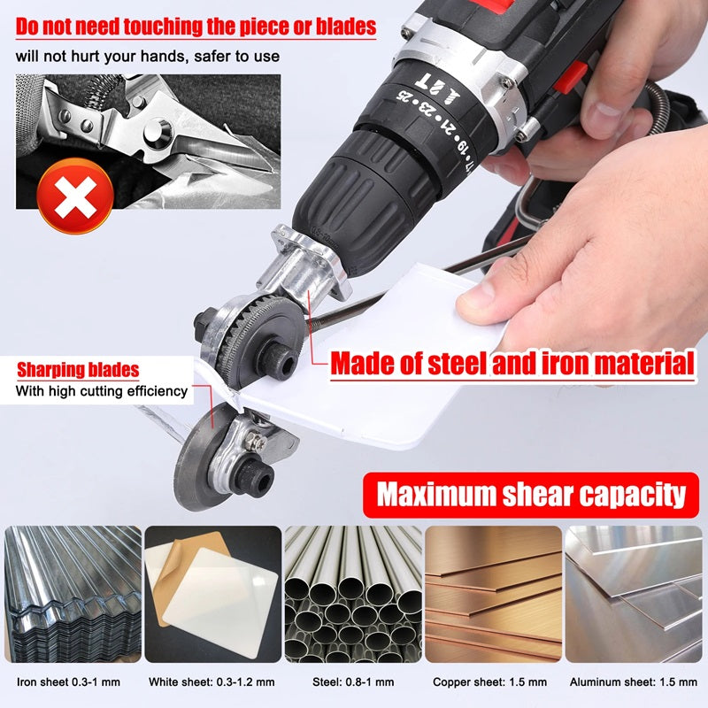 Heavy-Duty Metal Cutting Adapter for Drill - Fits Steel, Aluminium Sheets, view 4