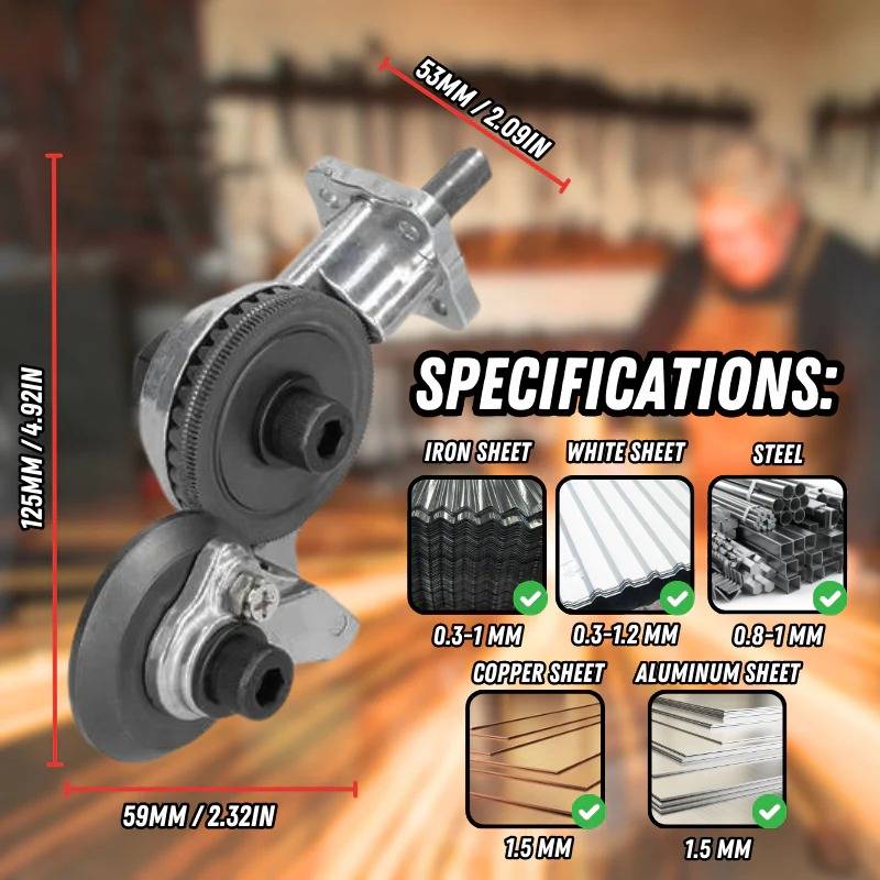 Heavy-Duty Metal Cutting Adapter for Drill - Fits Steel, Aluminium Sheets, view 7