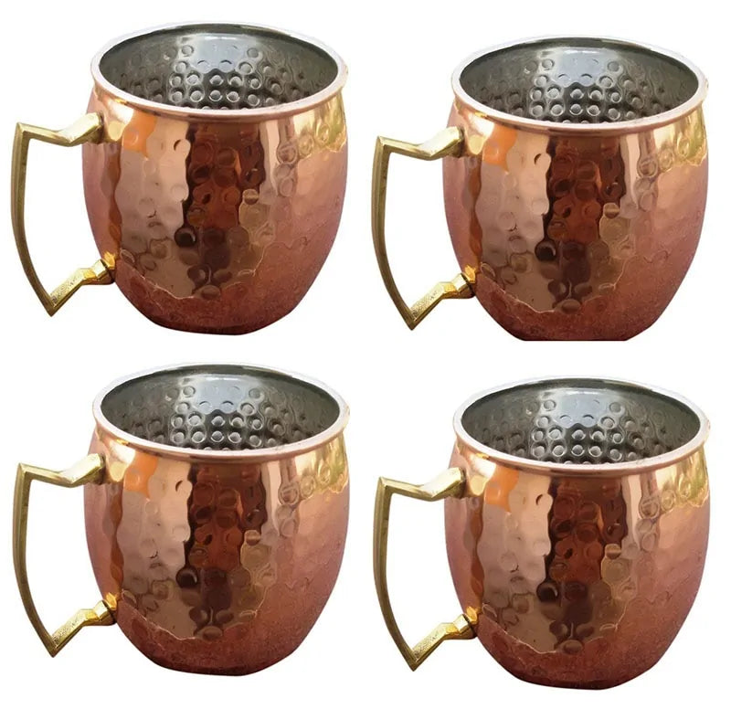 Hammered Copper Mug Set for Cold Drinks and Cocktails - Hand Wash Recommended, view 4