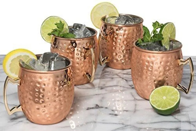 Hammered Copper Mug Set for Cold Drinks and Cocktails - Hand Wash Recommended, view 6