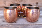 Hammered Copper Mug Set for Cold Drinks and Cocktails - Hand Wash Recommended
