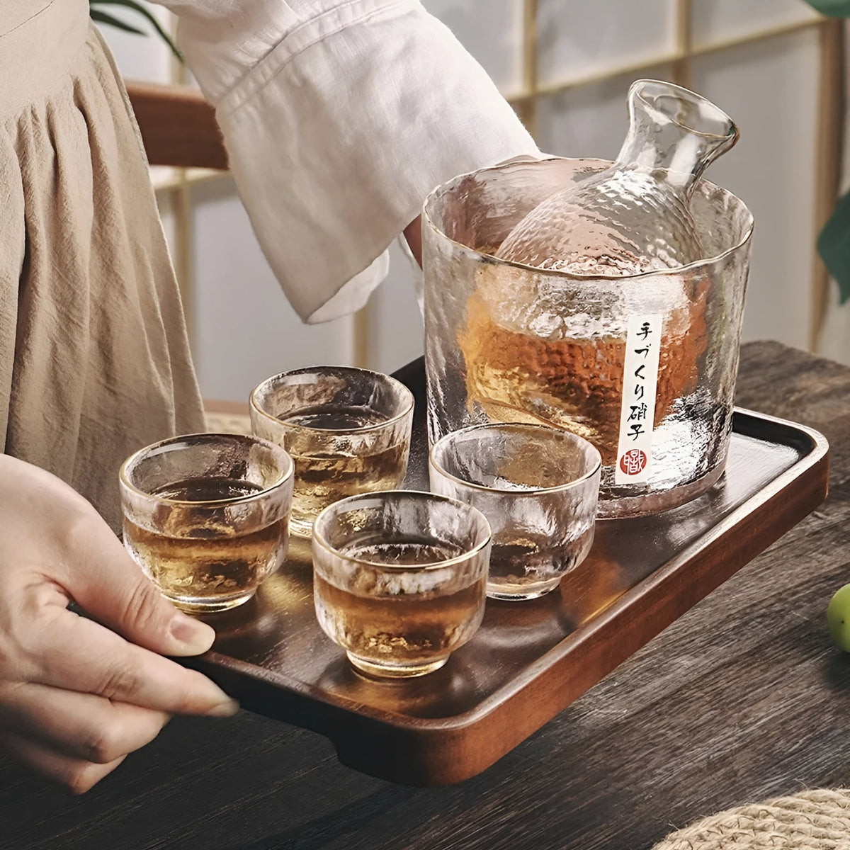 Japanese Glass Sake and Whisky Set - Thick Durable Glass, Dishwasher Safe, view 10